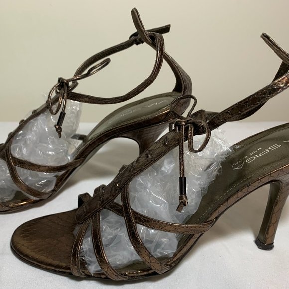 Via Spiga High Heels Sandals Snake Leather Bronze - Picture 5 of 9